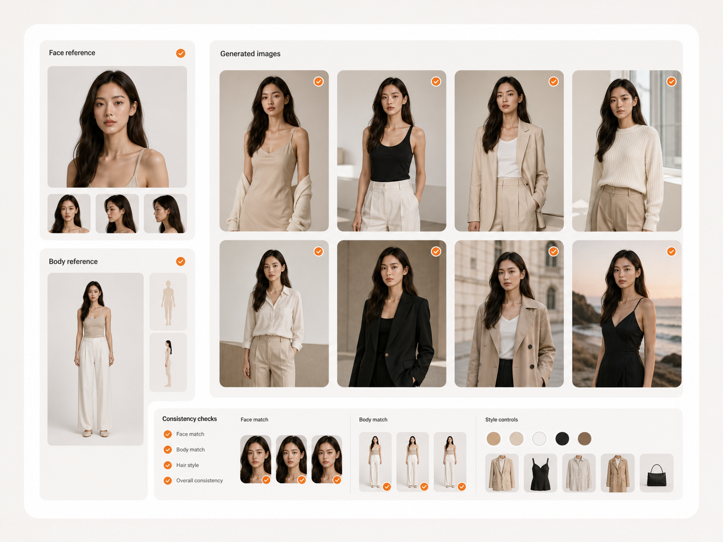 Visual consistency interface for generated digital humans